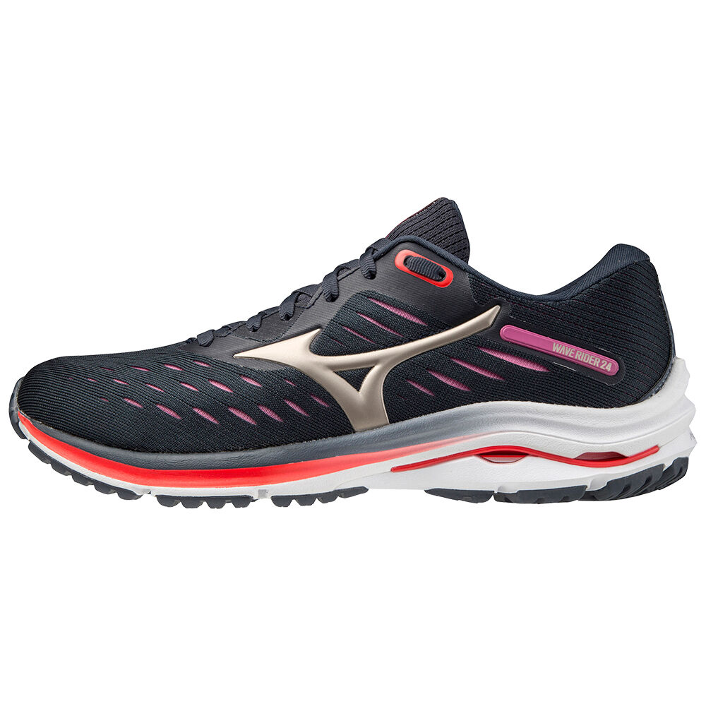 Tenis Para Correr Mizuno Wave Rider 24 Para Mujer Azul Marino/Dorados 5318907-EZ